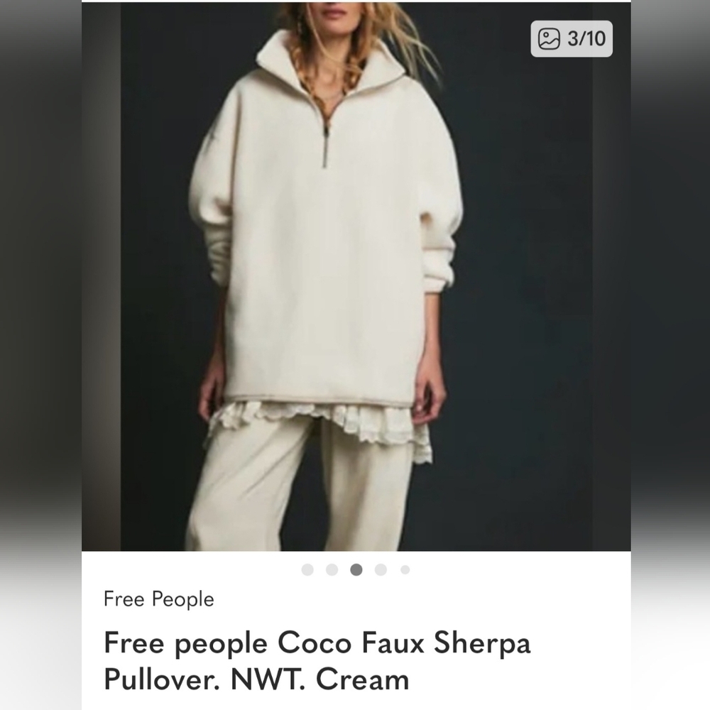 Free People Coco Faux Sherpa Cream Pullover